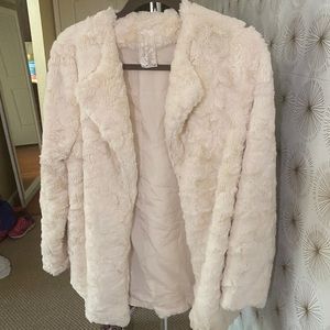 Cream Faux fur coat